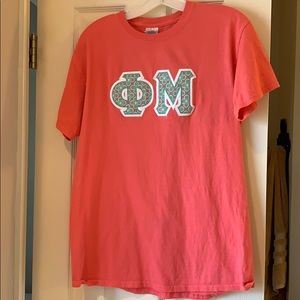 Short Sleeve  Phi Mu double layered Greek letters